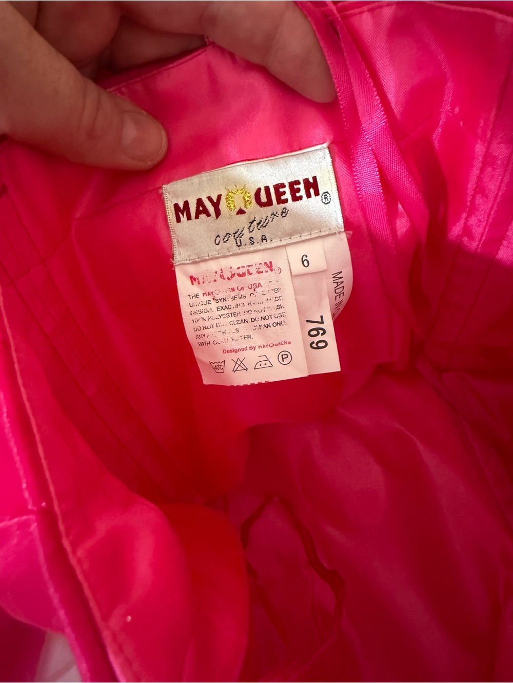 May Queen Couture Vintage Strapless Barbie Hot Pink Beaded Ruffle Gown NWOT 6 - Picture 14 of 16